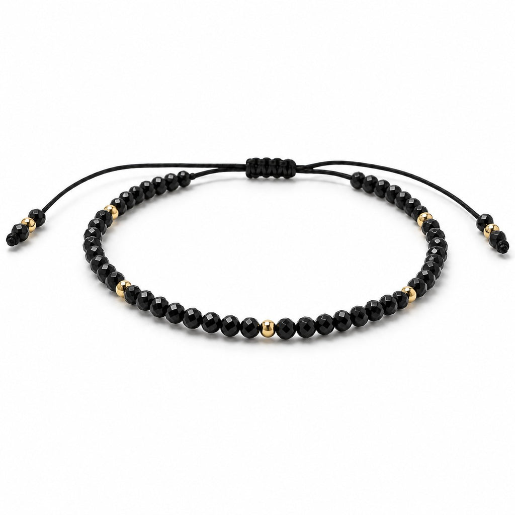 Pulsera hilo Onix y goldfilled