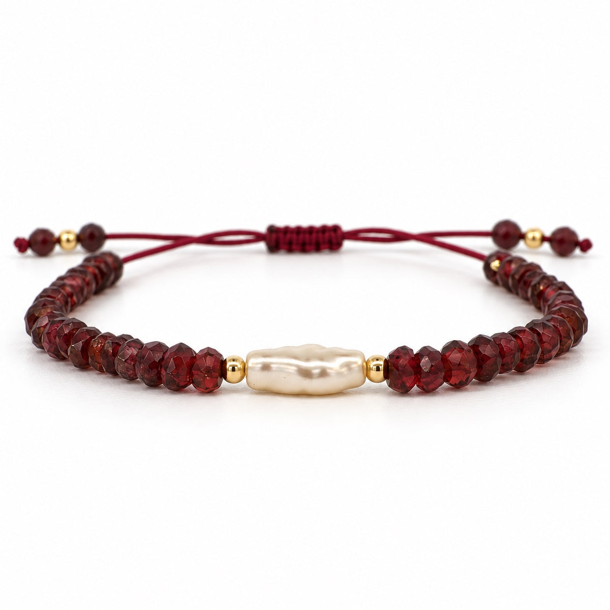 Pulsera hilo con Perla y Granates