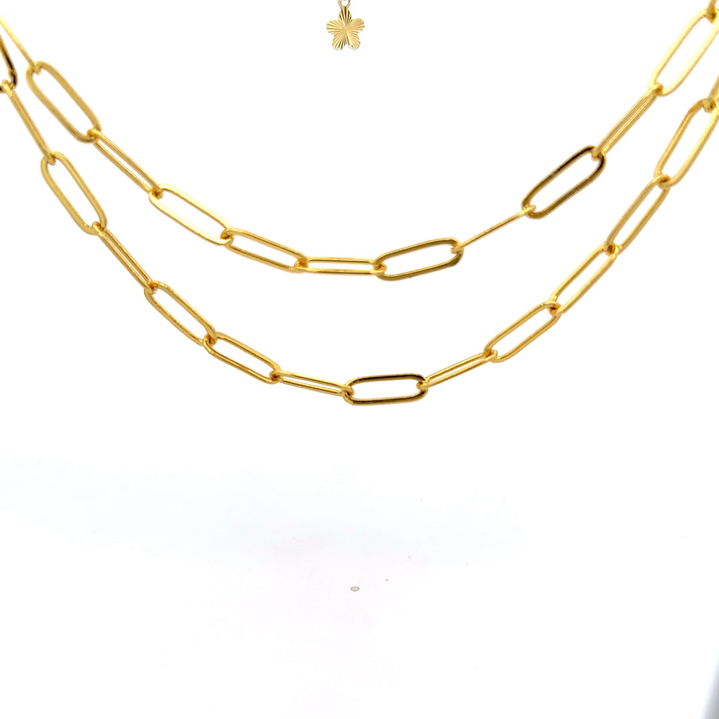 Collar cadena doble de eslabones clip