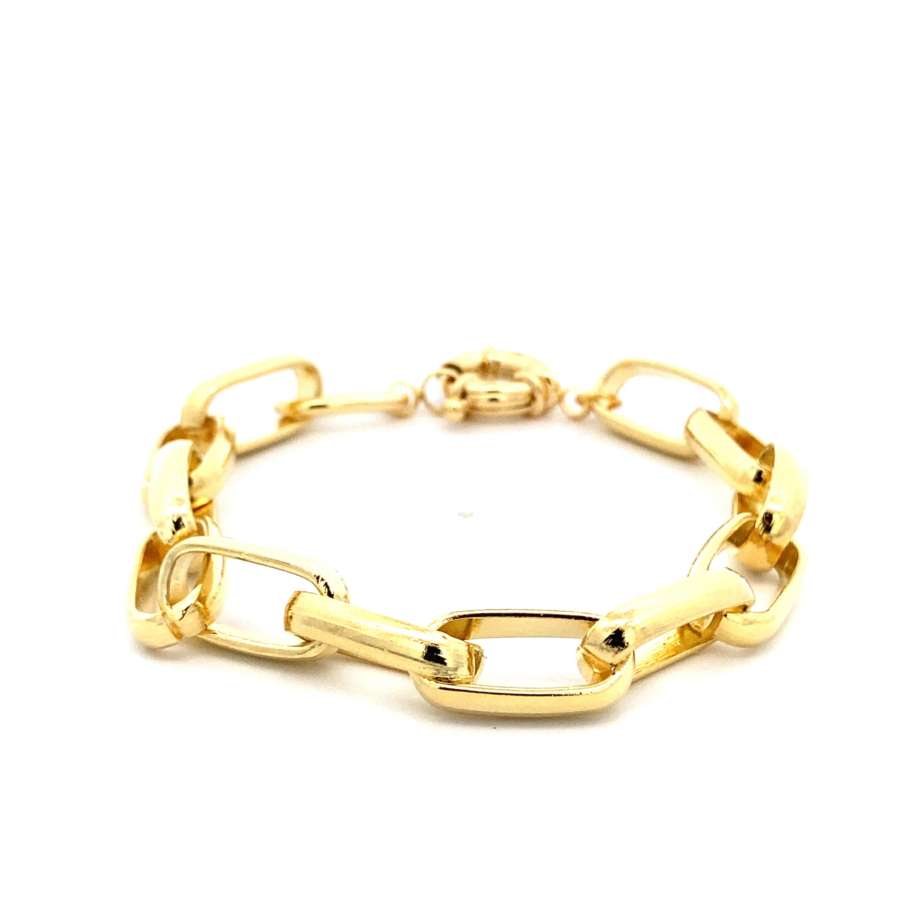 Pulsera enchapada en oro con eslabones clip grande