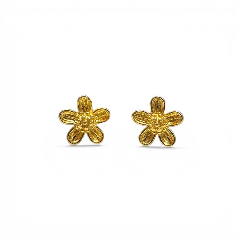 Aros stud flor dorada
