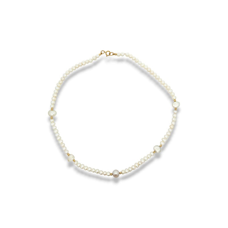 Collar Perlas naturales lisas con 5 perlas irregulares 10x8 mm