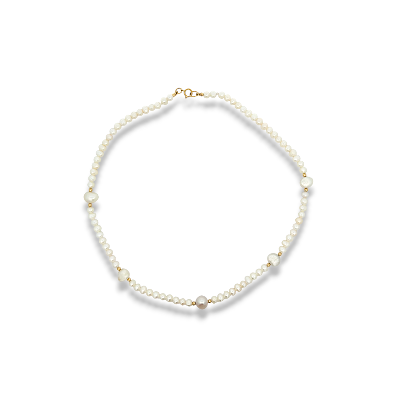 Collar Perlas naturales lisas con 5 perlas irregulares 10x8 mm