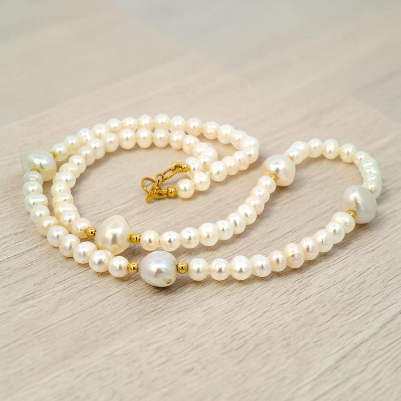 Collar Perlas naturales lisas con 5 perlas irregulares 10x8 mm