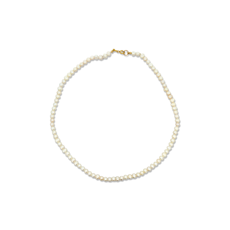 Collar Perlas naturales lisas 3x5 mm largo medio
