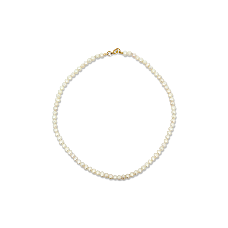 Collar Perlas naturales lisas 3x5 mm corto