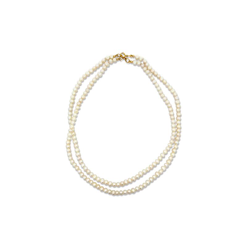Collar Perlas naturales lisas 3x5 mm largo medio