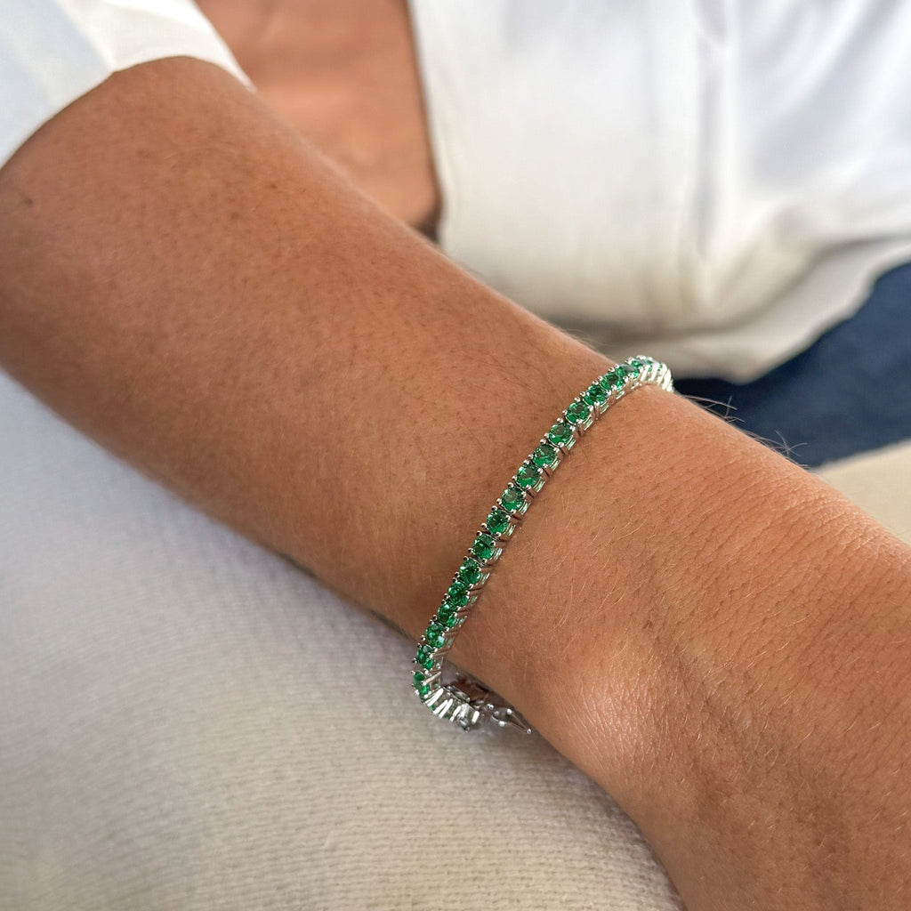 Pulsera circón verde redondo grifa 3mm