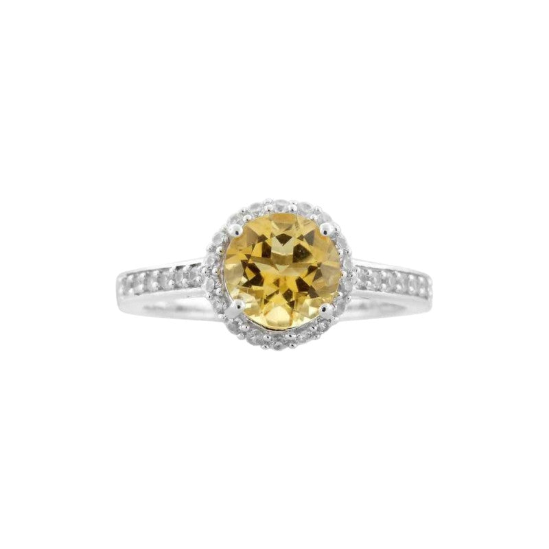 Anillo Citrino Halo Topacio