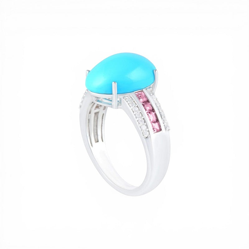 Anillo de Plata con Turquesa, Turmalina de 5,52 ct