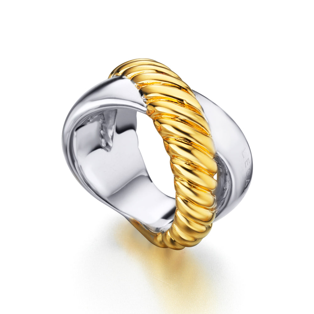 Anillo Cruzado Bicolor Chunky
