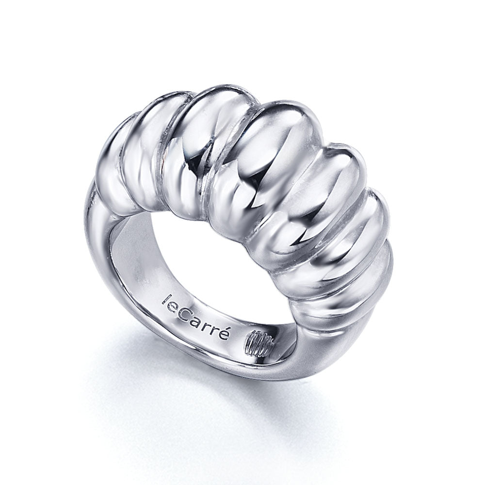 Anillo Rizado Plateado Chunky