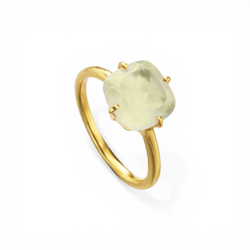 Anillo Sunlight Prehnita Dorado