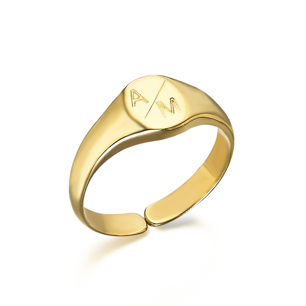 Anillo Sello Pequeño Plata baño oro
