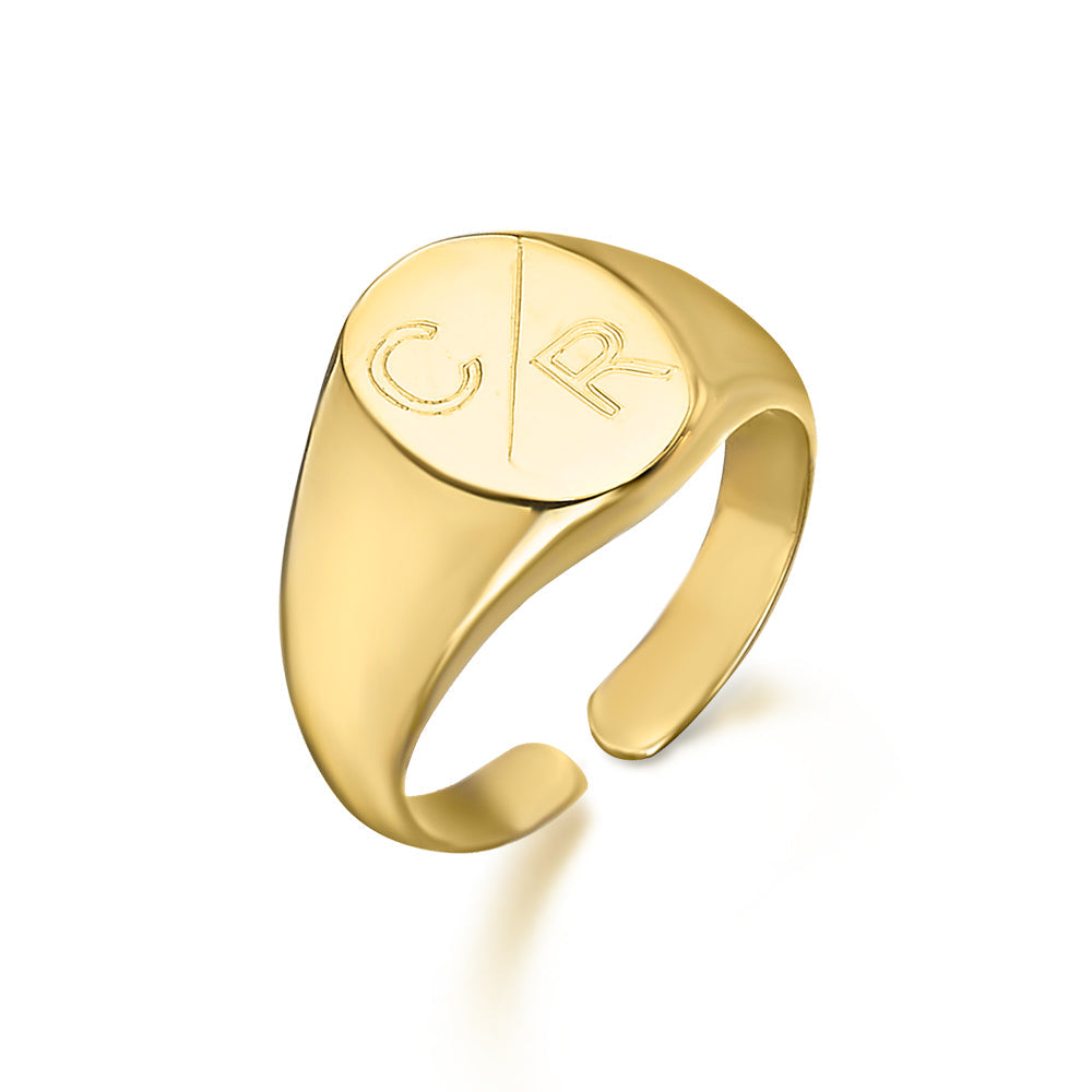 Anillo Sello grande plata baño oro
