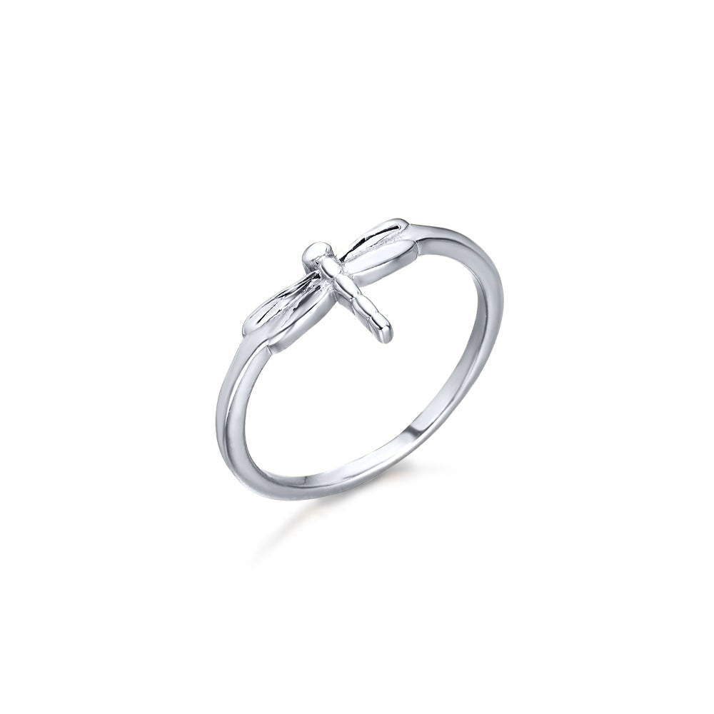 Anillo libélula plateado