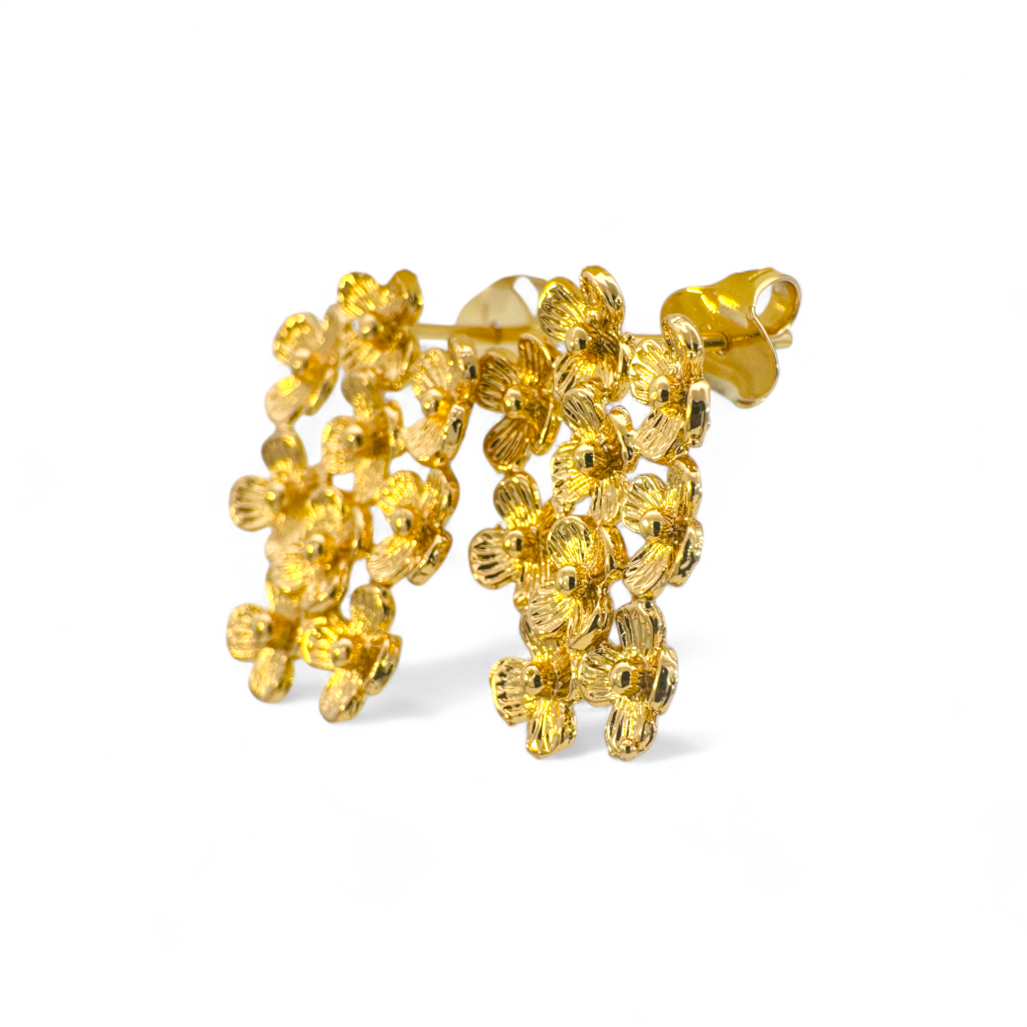 Aros flores stud dorados