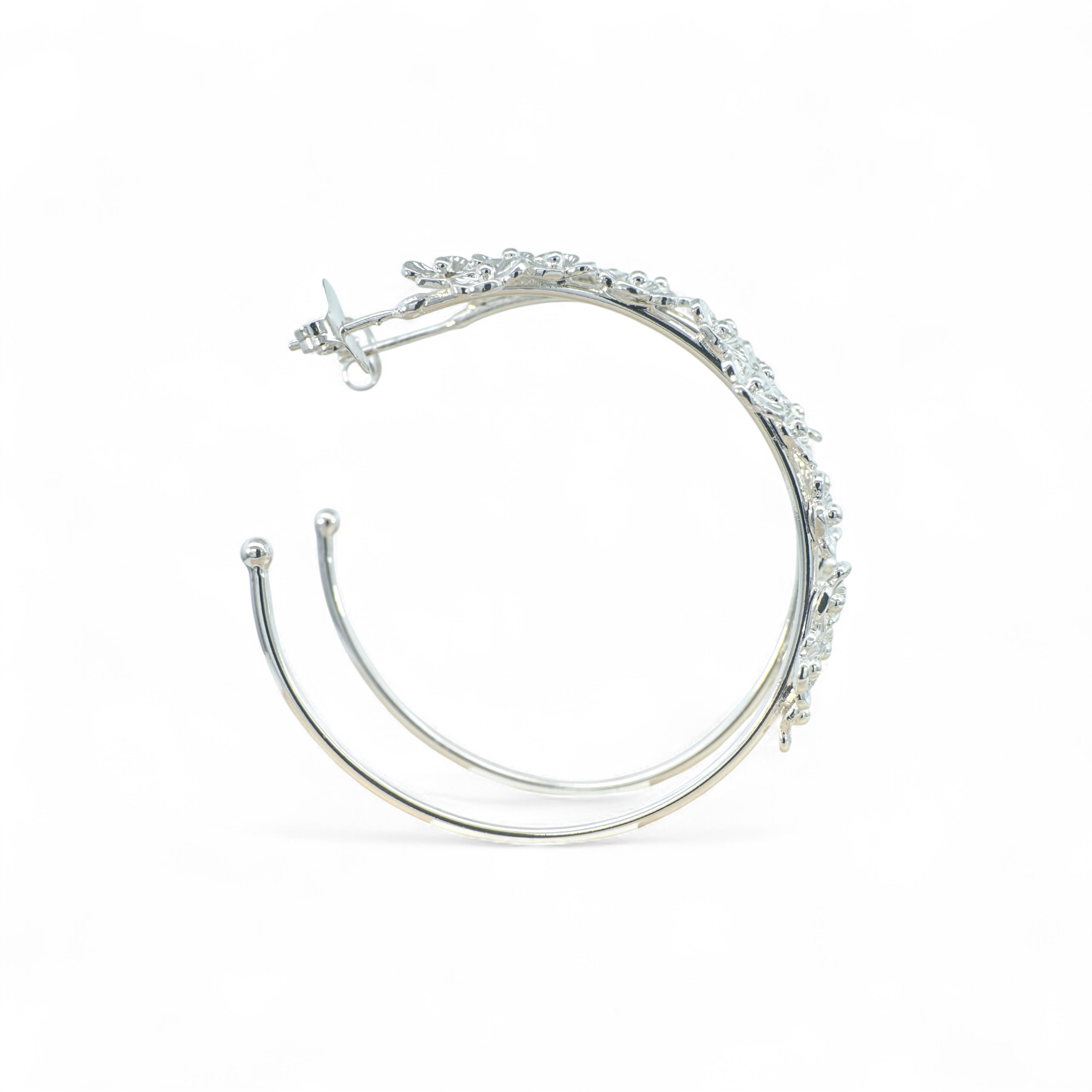 Aros flores argollas plateadas grandes
