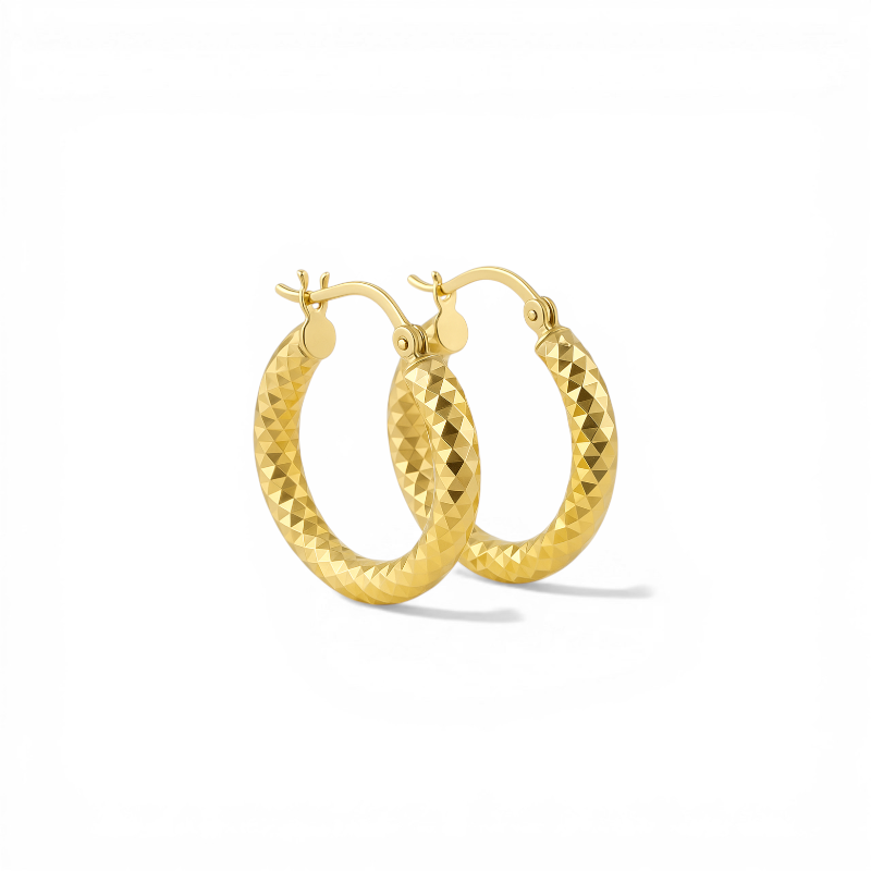 Aros argollas efecto diamantado doradas 1,7 cm