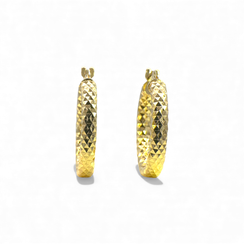 Aros argollas efecto diamantado doradas 2,1 cm