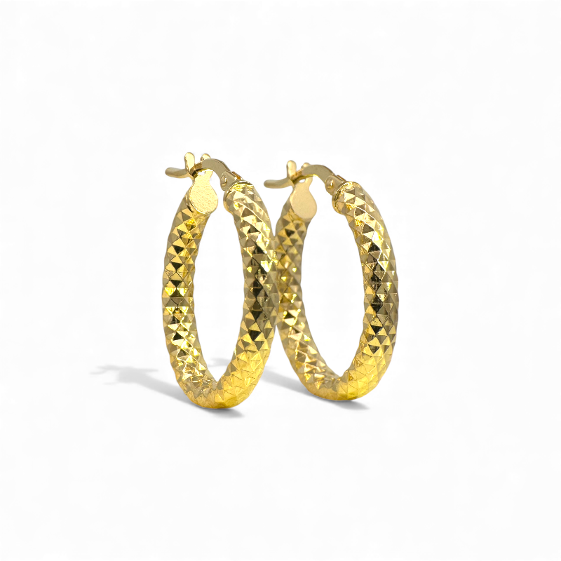 Aros argollas efecto diamantado doradas 2,1 cm