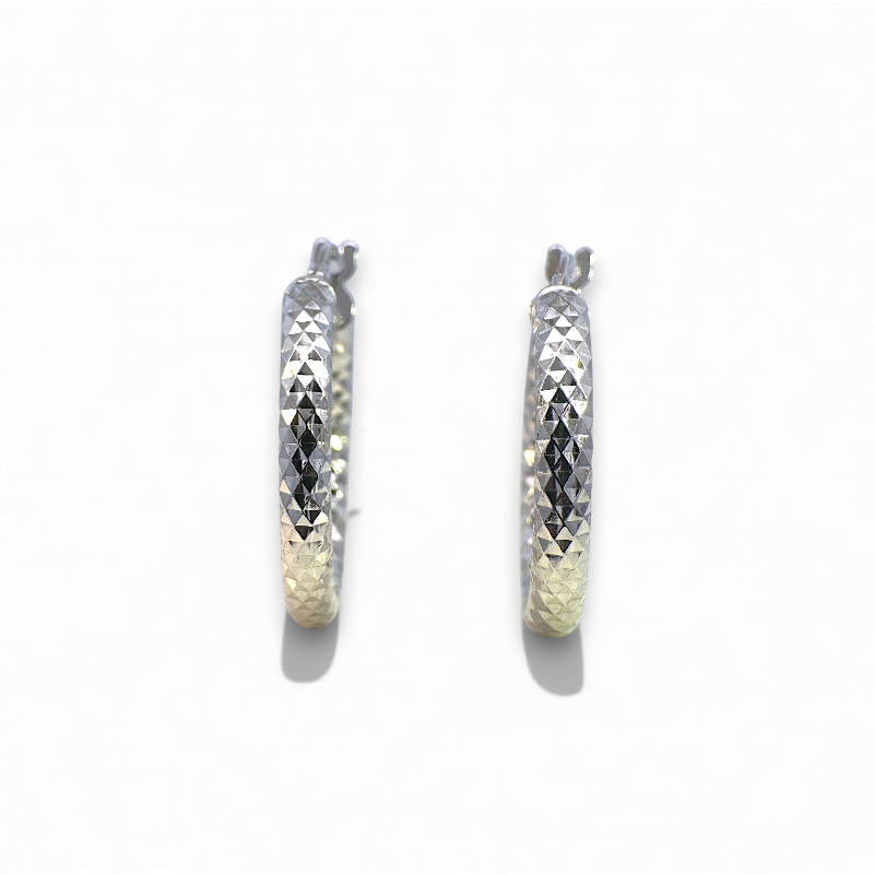 Aros argollas efecto diamantado plateadas 2,1 cm