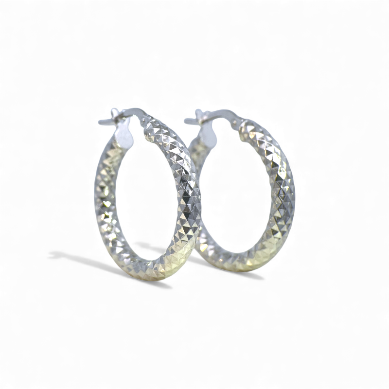 Aros argollas efecto diamantado plateadas 2,1 cm