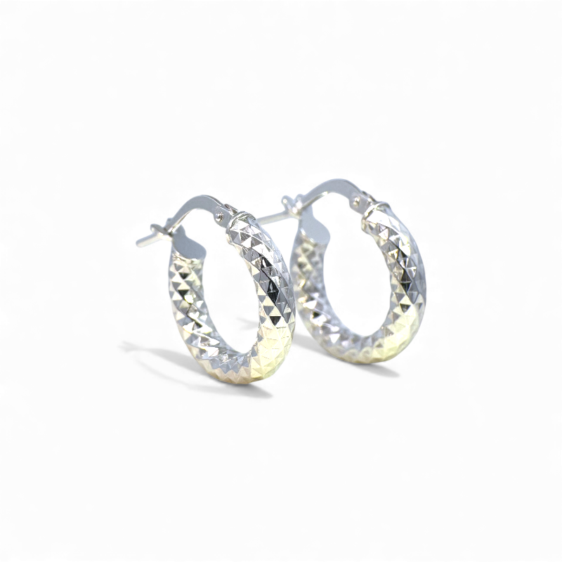 Aros argollas efecto diamantado plateadas 1,7 cm