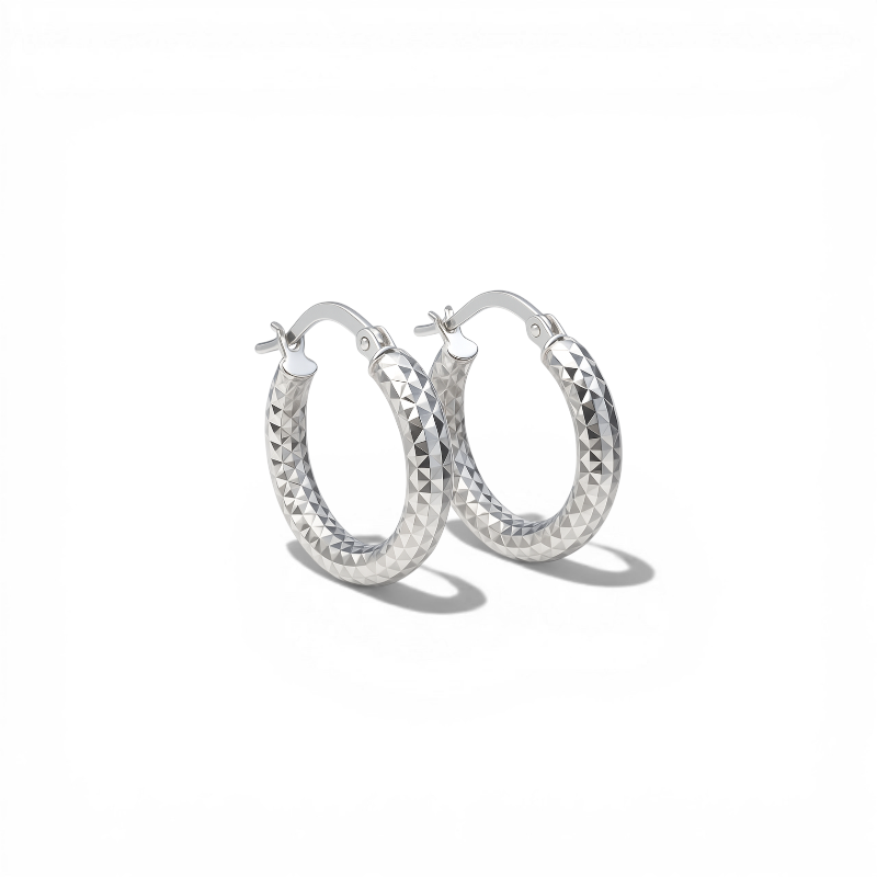 Aros argollas efecto diamantado plateadas 1,7 cm