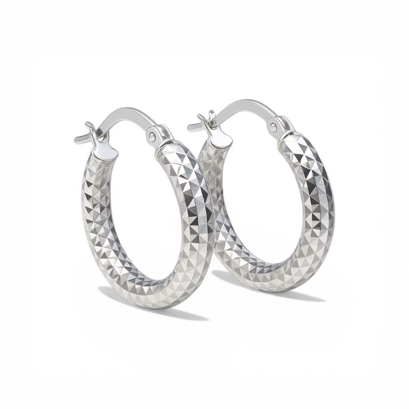 Aros argollas efecto diamantado plateadas 2,1 cm