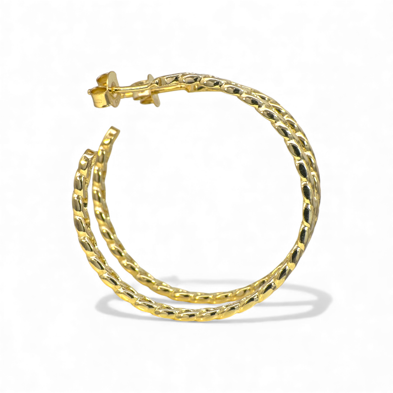 Aros argollas cadena doradas con tope 2,8 cm