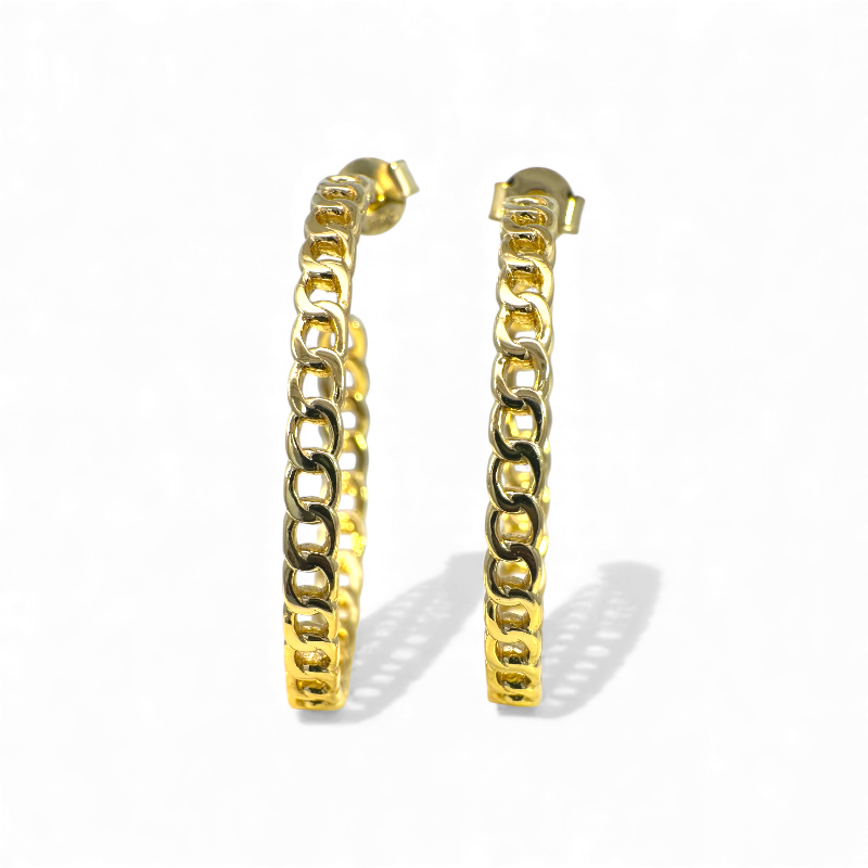 Aros argollas cadena doradas con tope 2,8 cm