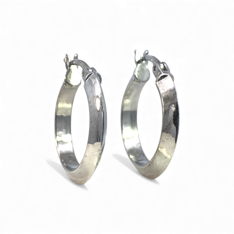 Aros argollas lisas perfiladas plateadas 2 cm