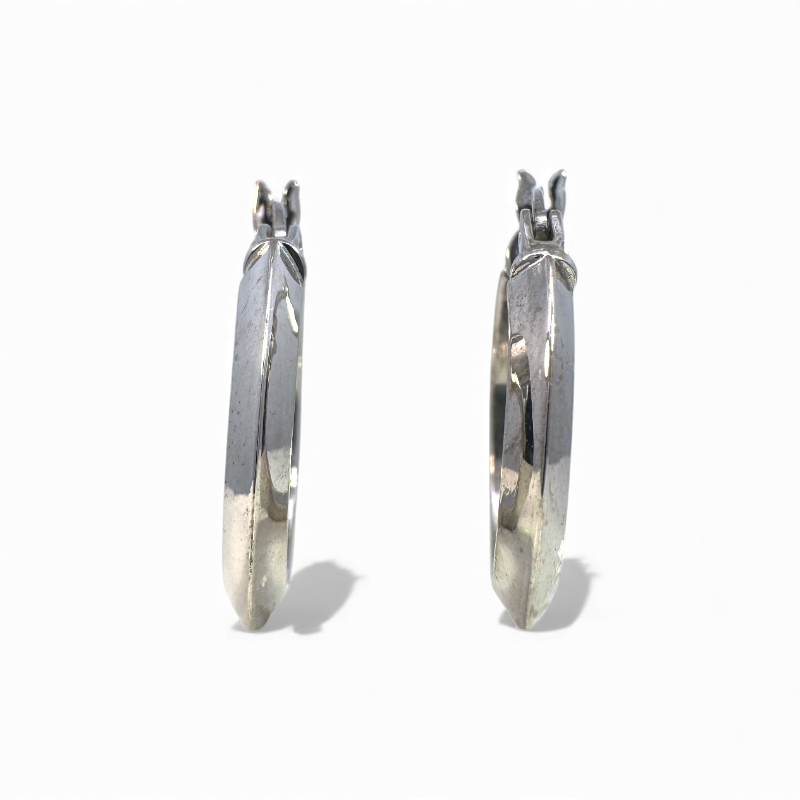 Aros argollas lisas perfiladas plateadas 2 cm