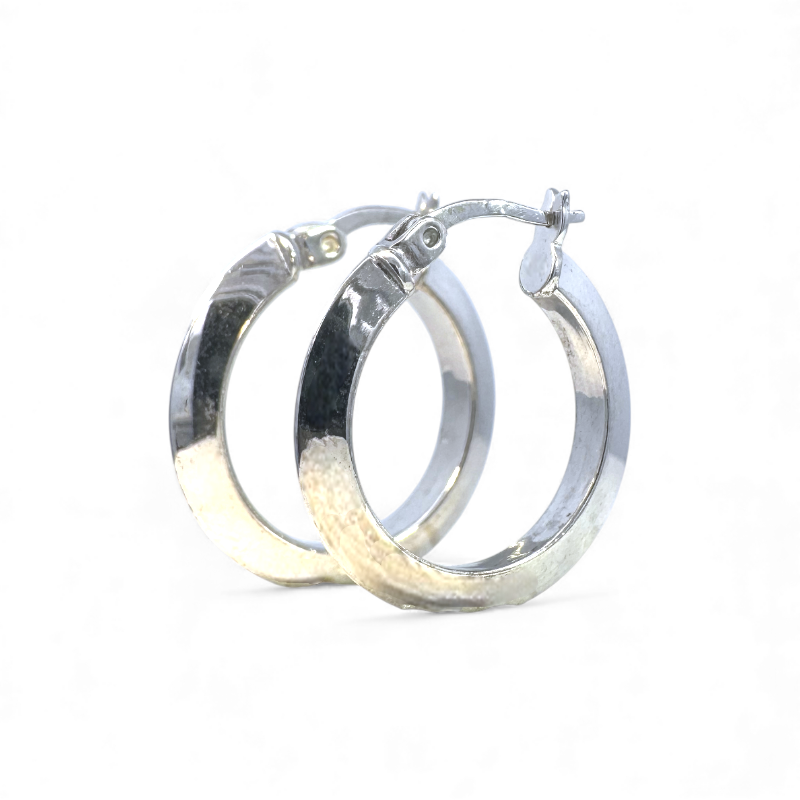 Aros argollas lisas perfiladas plateadas 2 cm