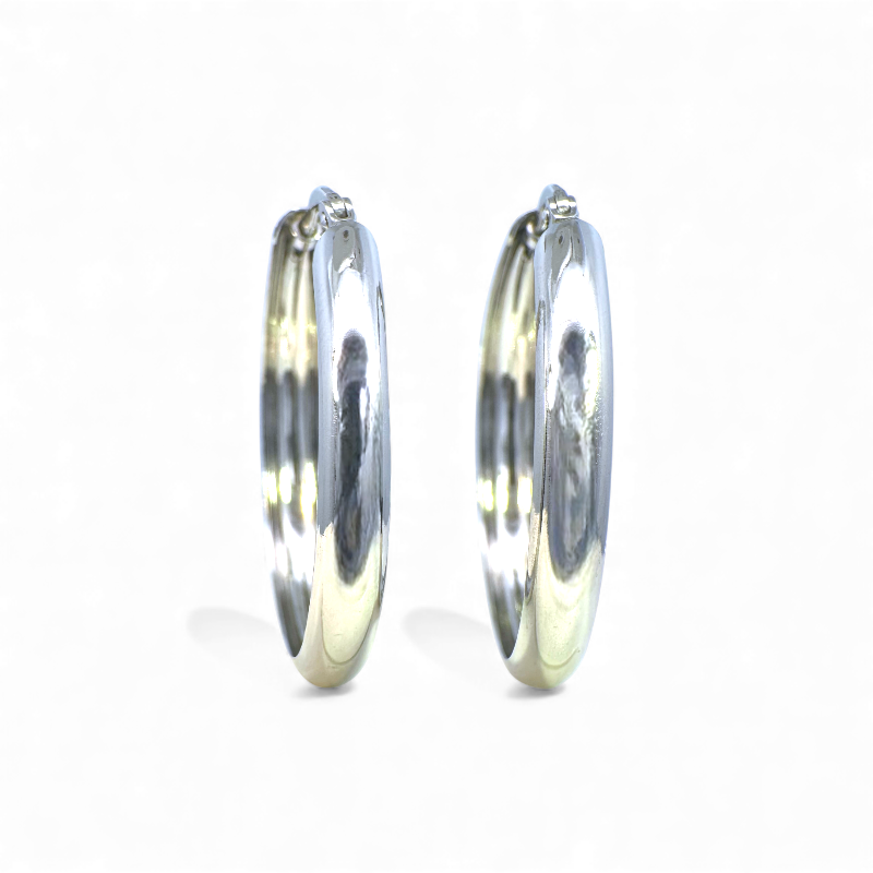 Aros argollas lisas plateadas 3 cm