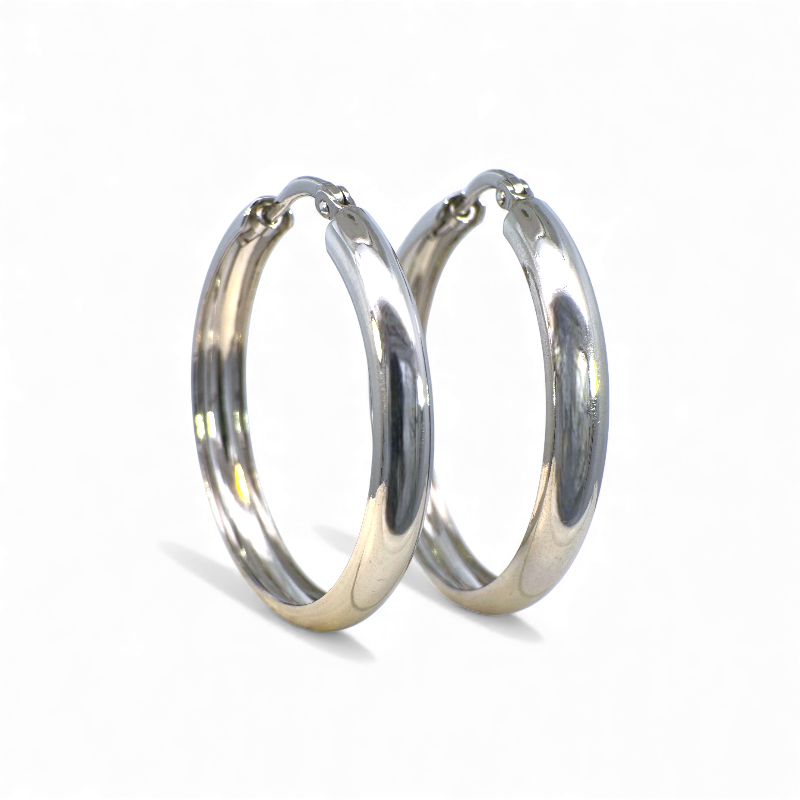 Aros argollas lisas plateadas 3 cm