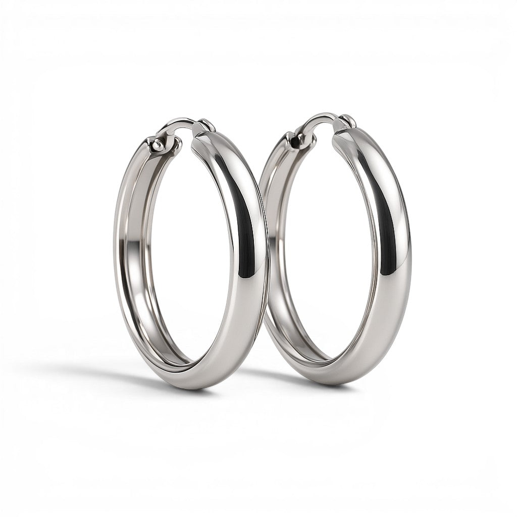 Aros argollas lisas plateadas 3 cm
