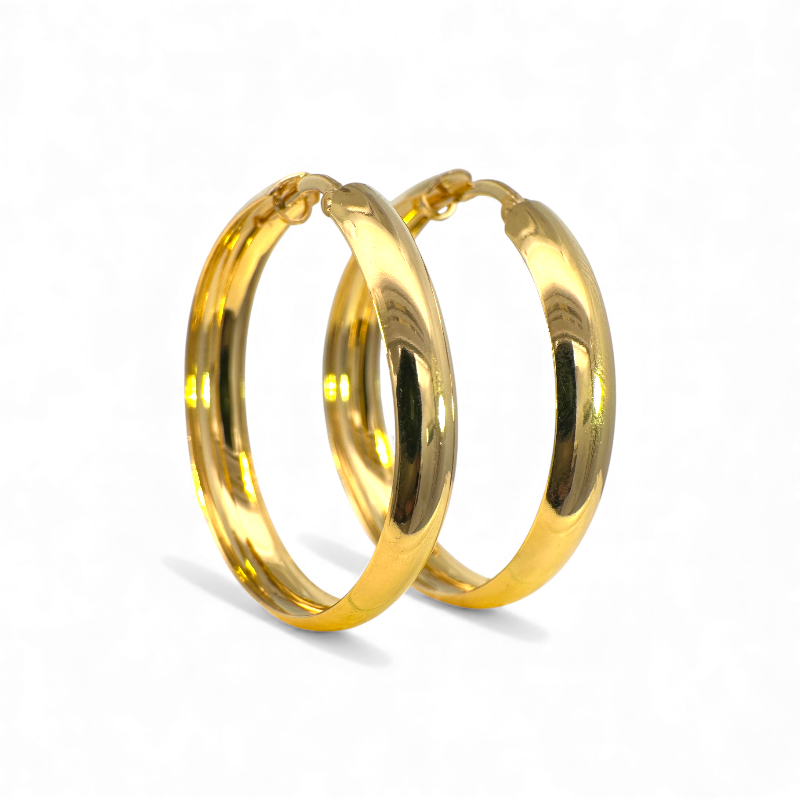 Aros argollas lisas doradas 3 cm