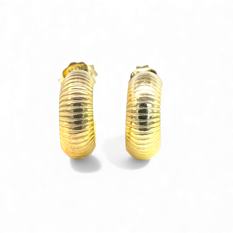 Aros argollas textura doradas con tope 1,5 cm