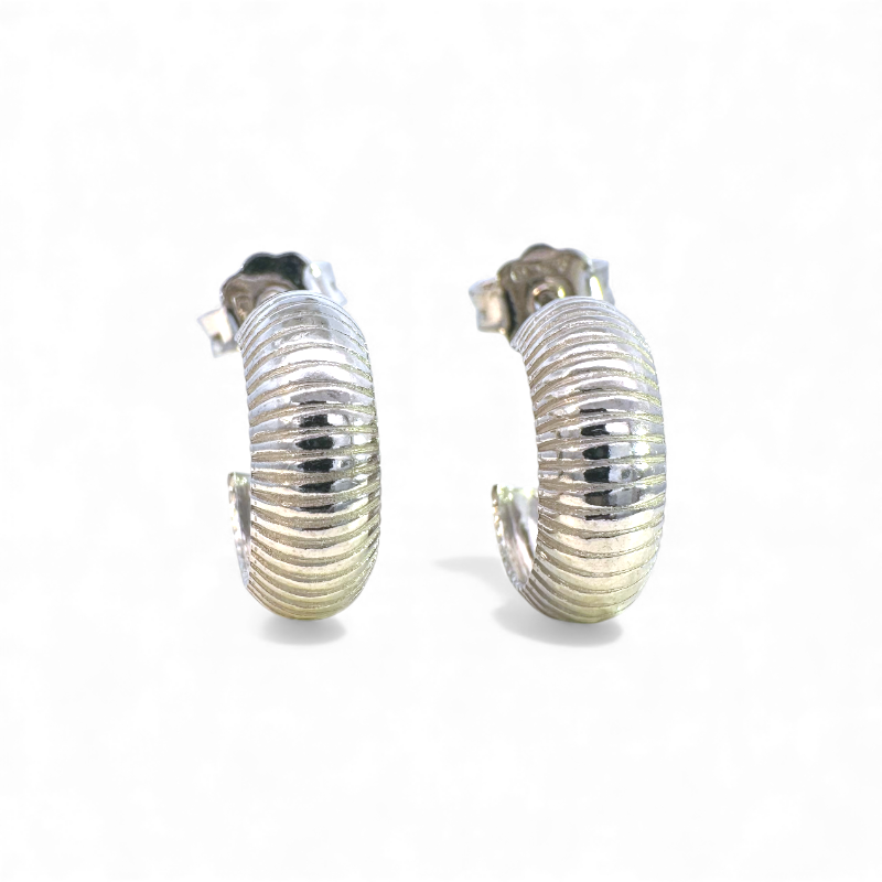 Aros argollas textura plateadas de 1,5 cm