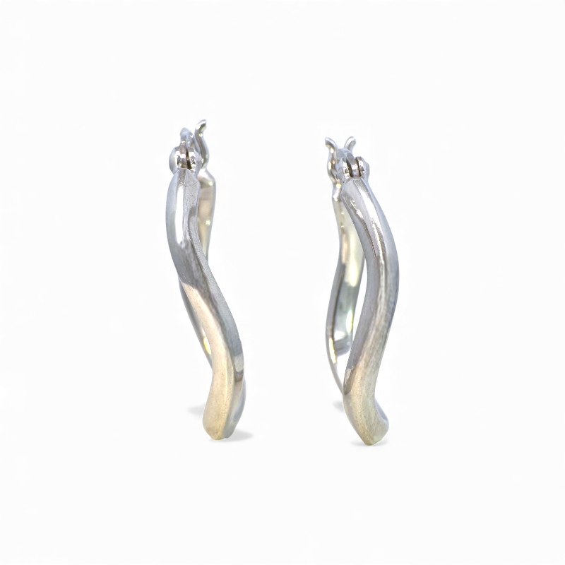 Aros argollas ovales torcidas plateadas 2,5 x 2,2 cm