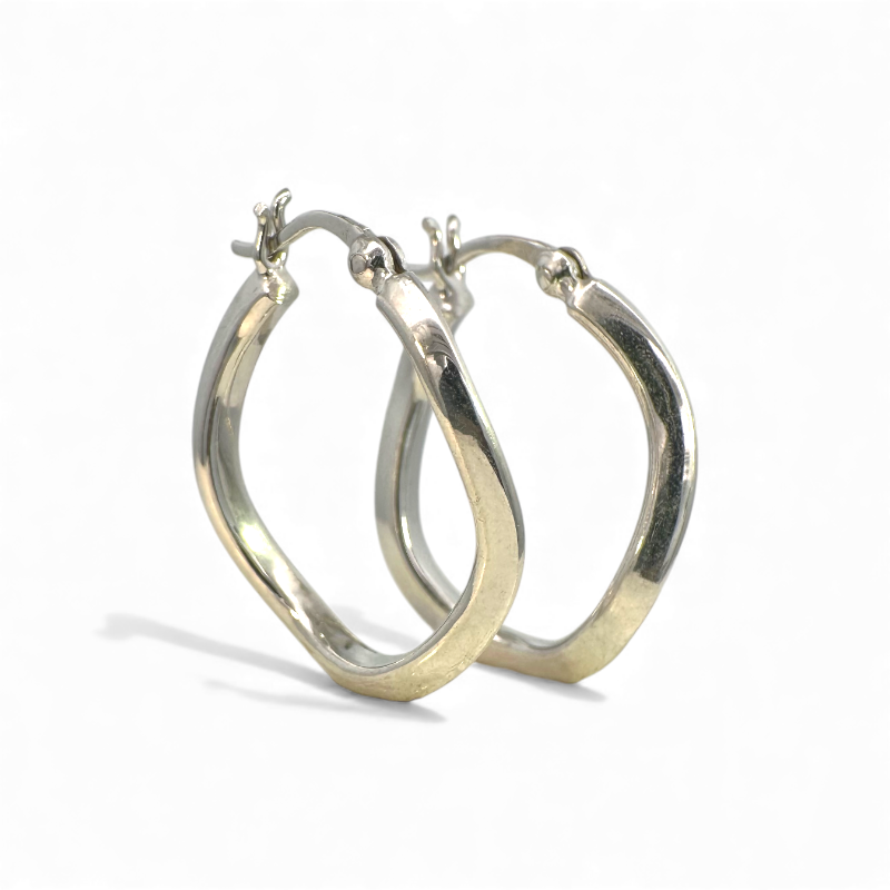 Aros argollas ovales torcidas plateadas 2,5 x 2,2 cm