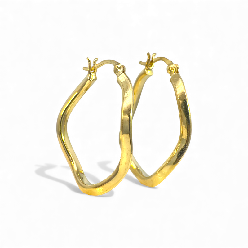 Aros argollas ovales torcidas doradas 2,3 x 3 cm