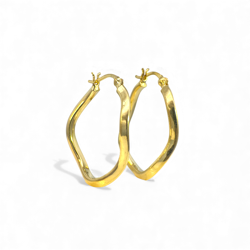 Aros argollas ovales torcidas doradas 2,5 x 2,2 cm