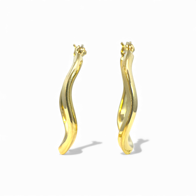 Aros argollas ovales torcidas doradas 2,3 x 3 cm