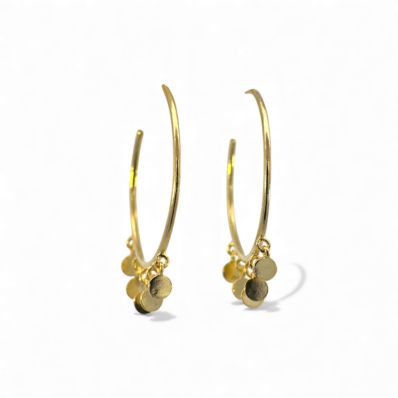 Aros argollas con monedas colgantes doradas 2,5 cm