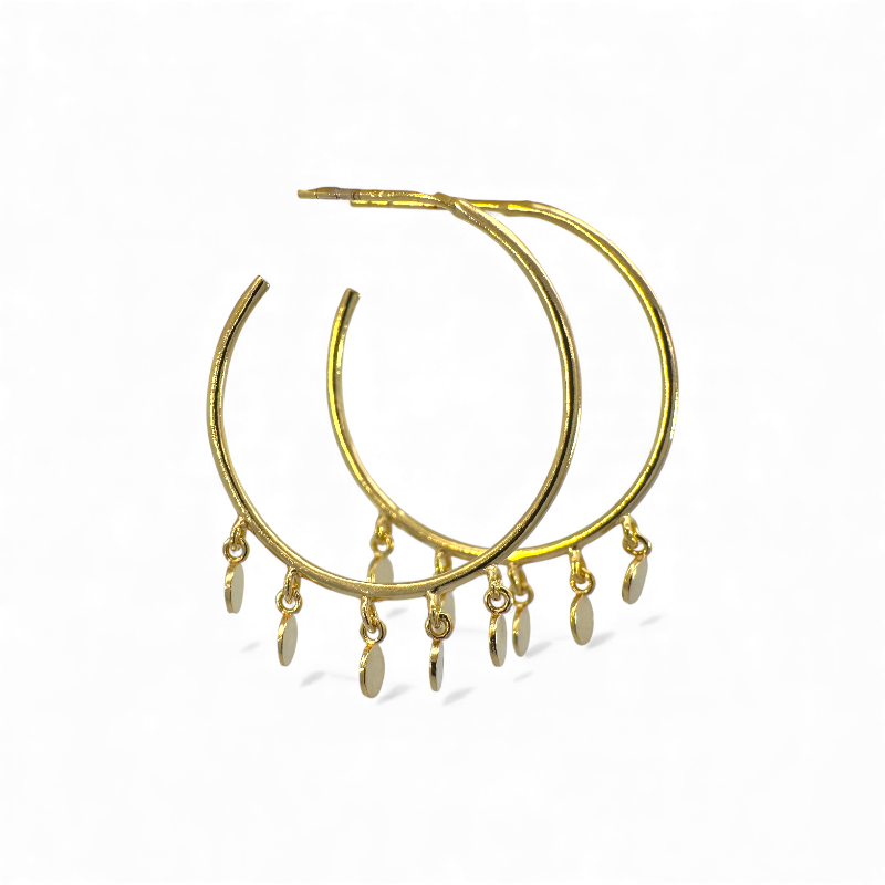 Aros argollas con monedas colgantes doradas 2,5 cm