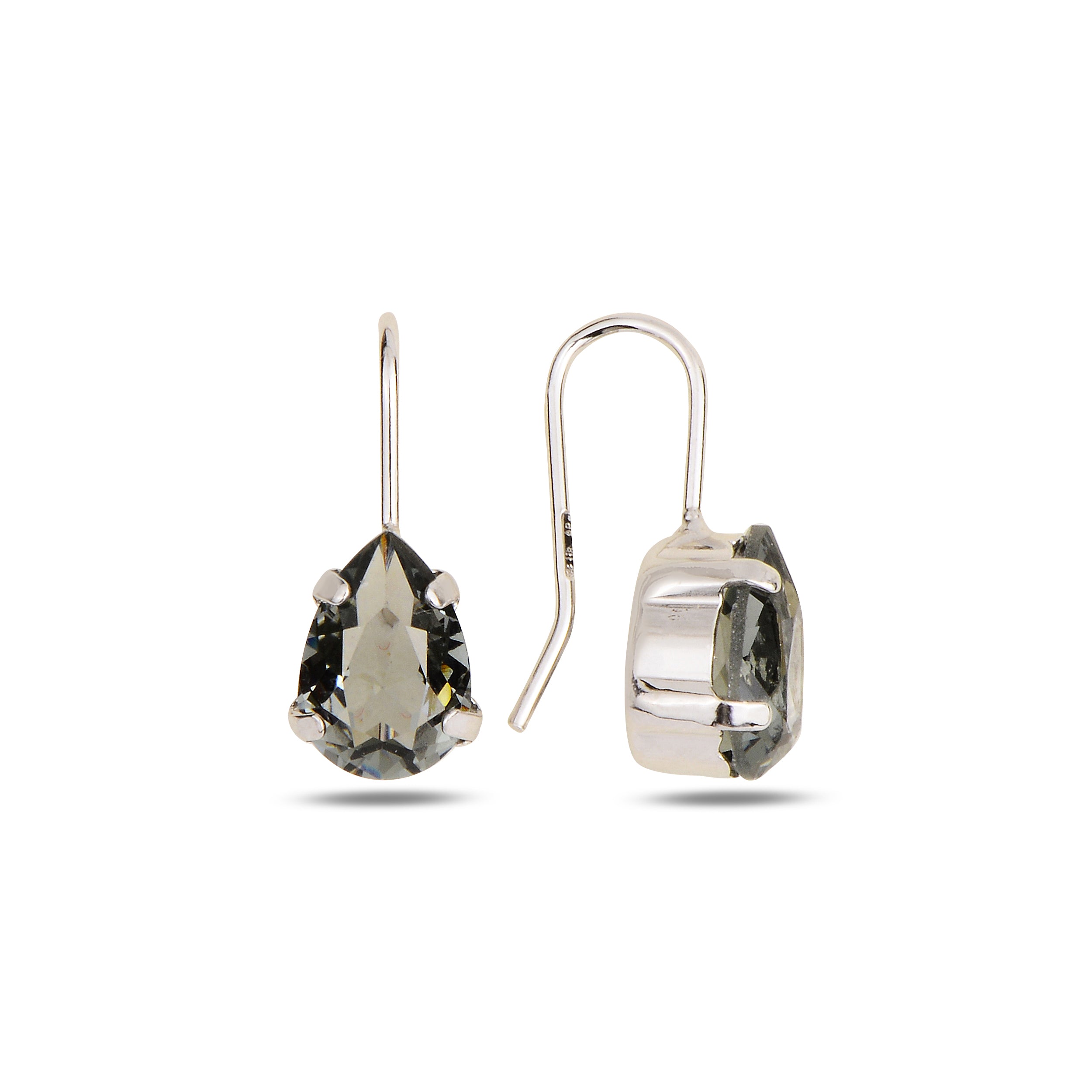 Aros Pear Drop Grafito 2 cm plata