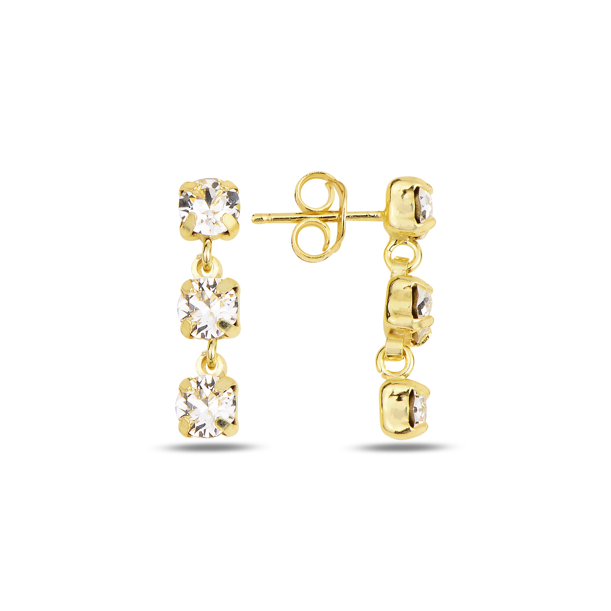 Aros Mini Trio Line Blanco Dorado